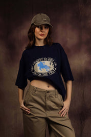 Aim Navy Blue Box Fit Tee