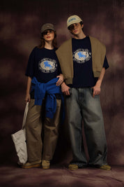 Aim Navy Blue Box Fit Tee