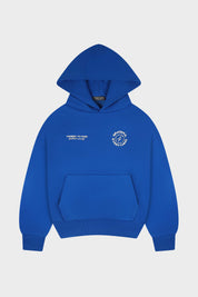 Honest to God Cobalt Blue boxy fit hoodie in 350 GSM heavyweight cotton fleece front view