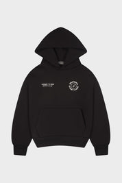 Honest to God Black boxy fit hoodie in 420 GSM heavyweight cotton fleece front view