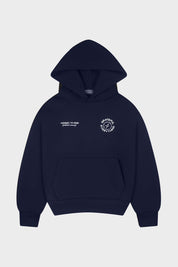 Honest to God Navy Blue boxy fit hoodie in 420 GSM heavyweight cotton fleece front view