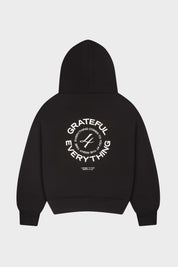 Honest to God Black boxy fit hoodie in 420 GSM heavyweight cotton fleece back view
