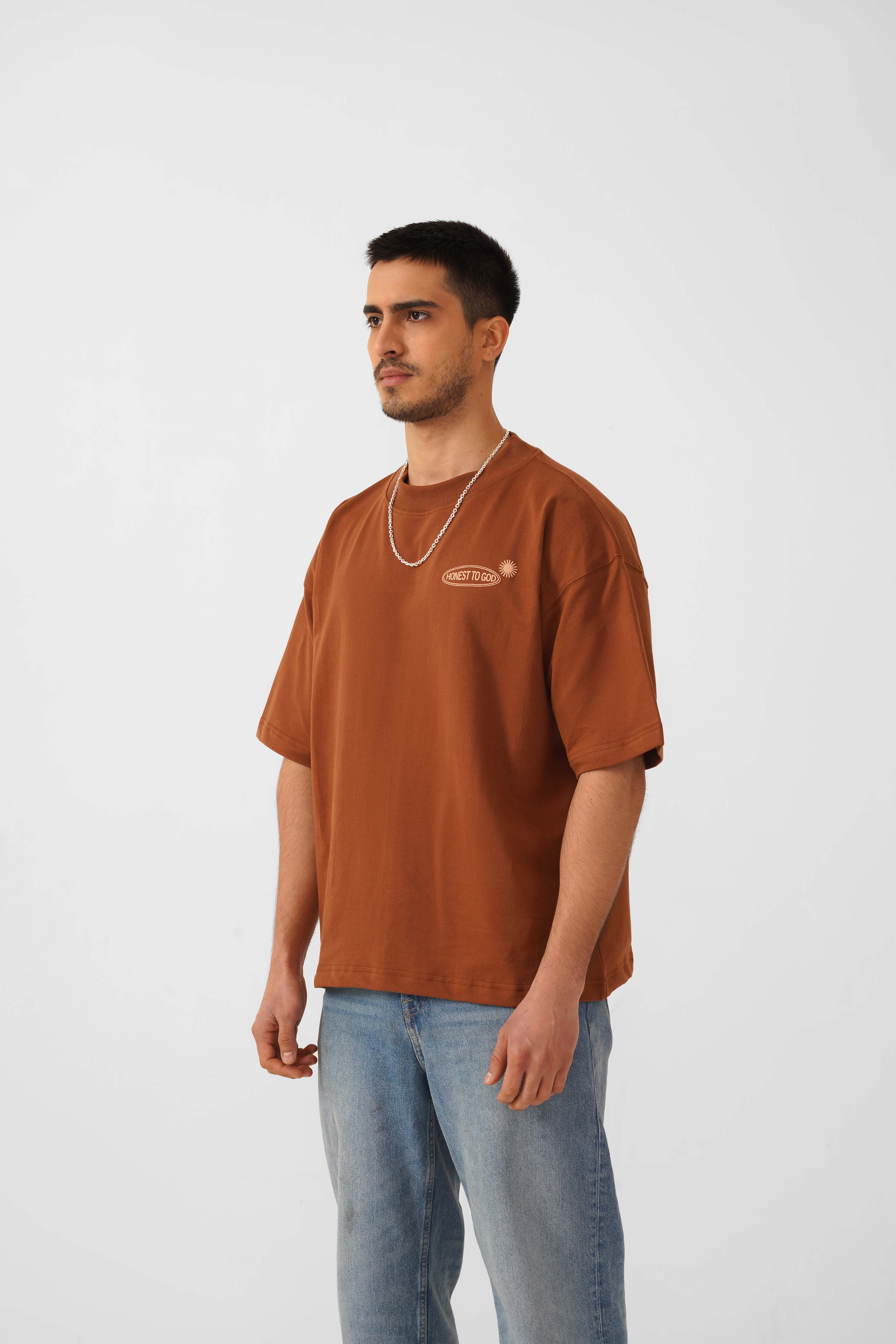 CINNAMON BROWN BOX FIT T-SHIRT