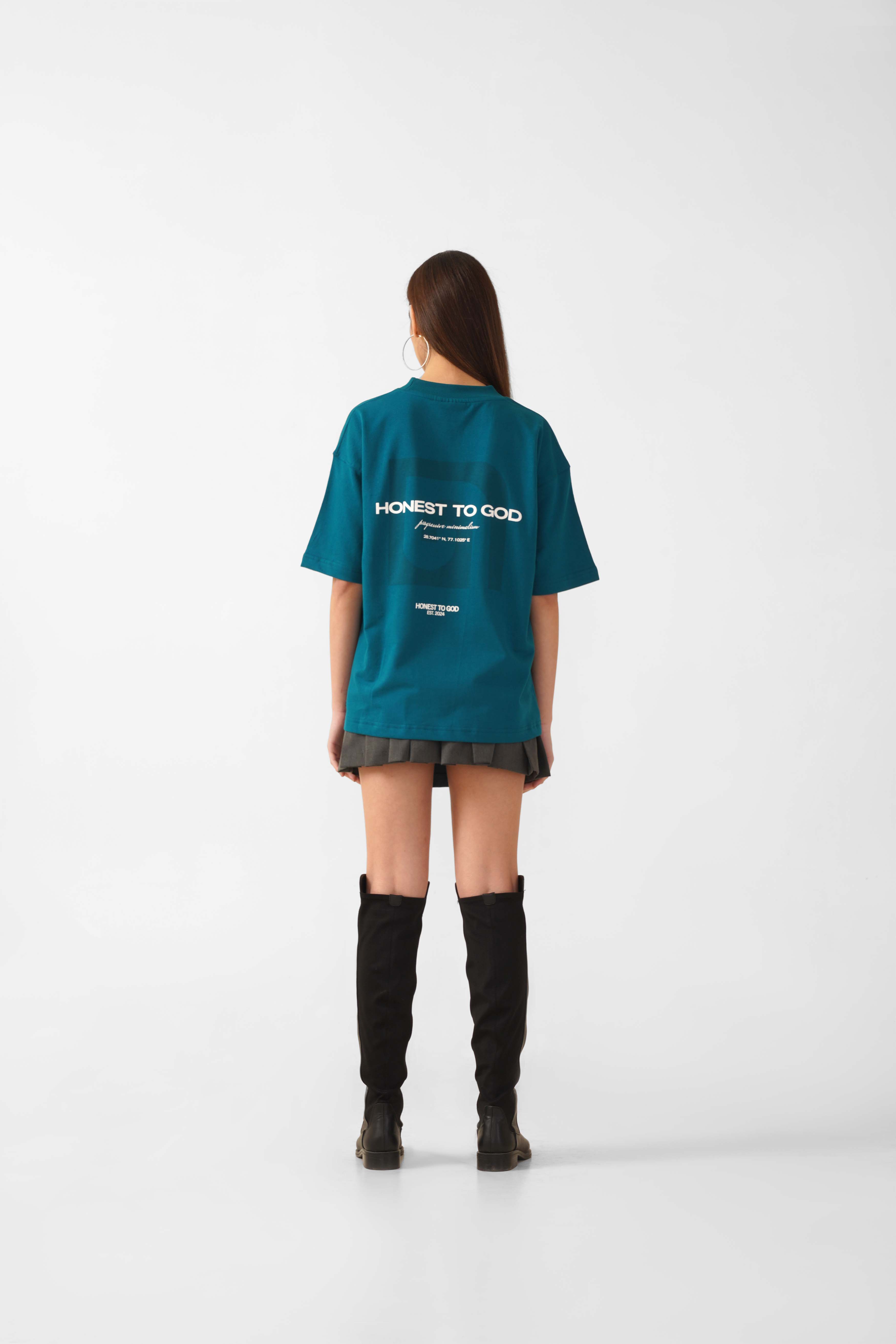 MIDNIGHT GREEN BOX FIT T-SHIRT