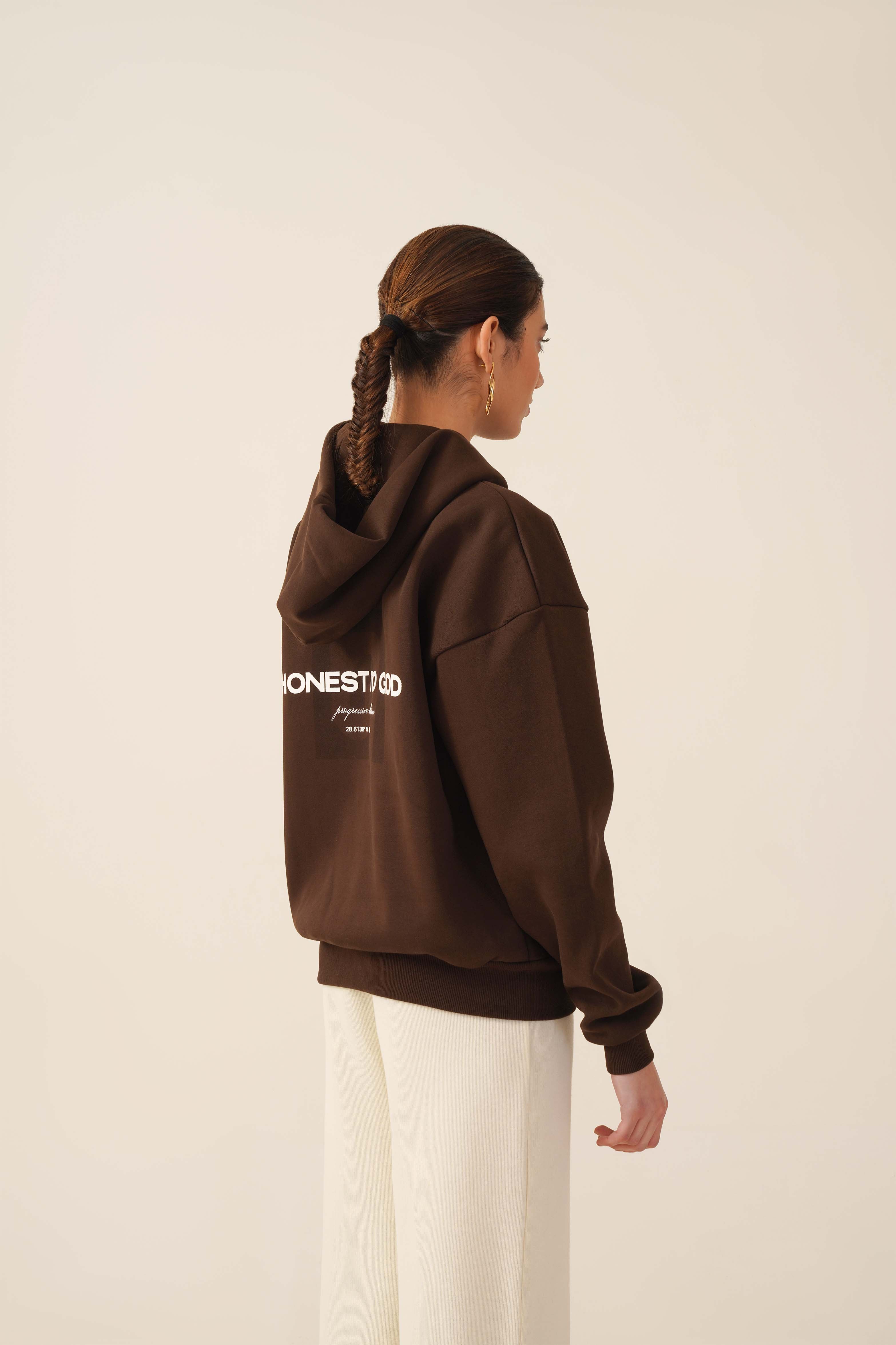 BISTRE BROWN BOX FIT HOODIE