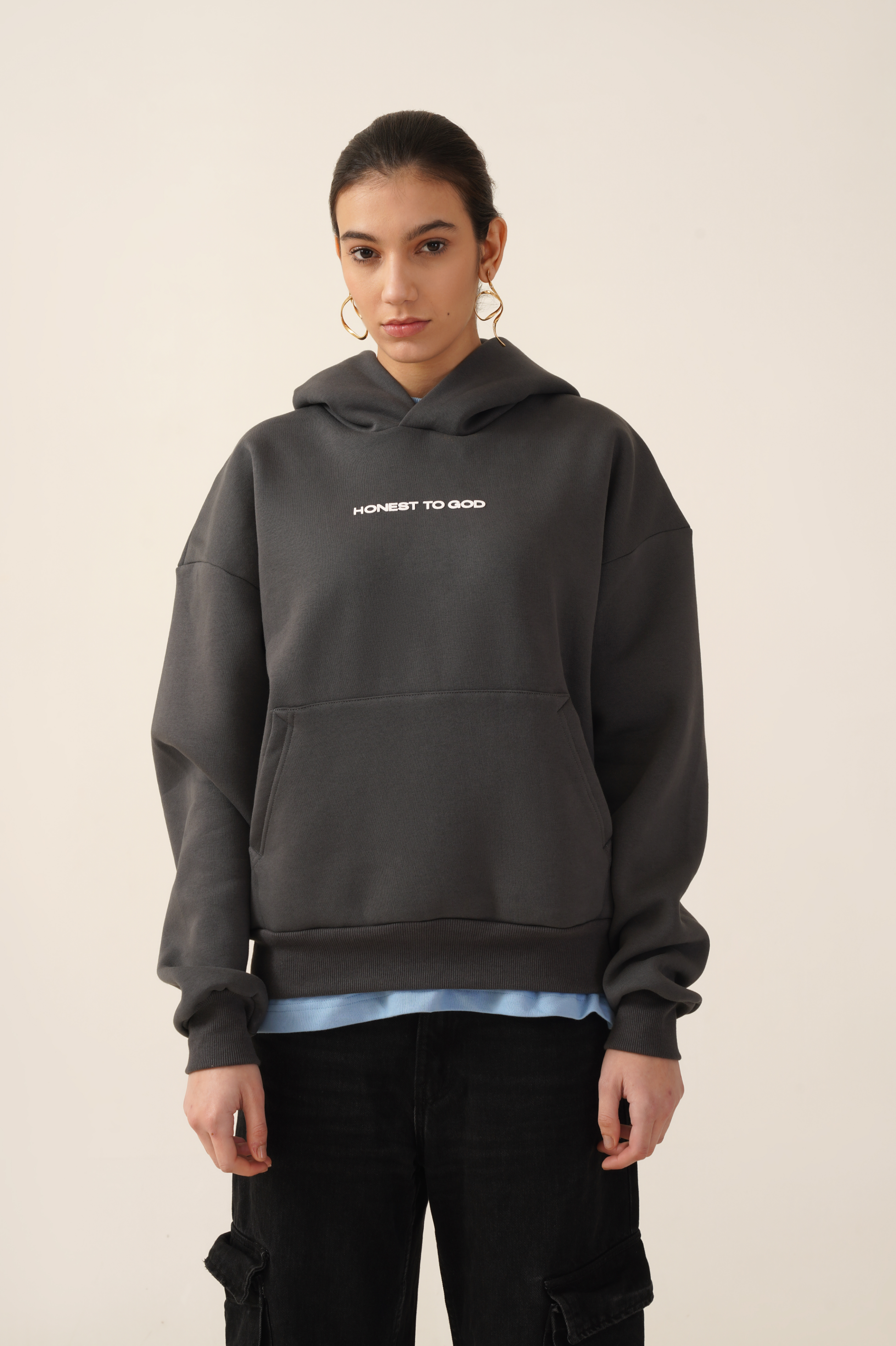 GRAPHITE GRAY BOX FIT HOODIE