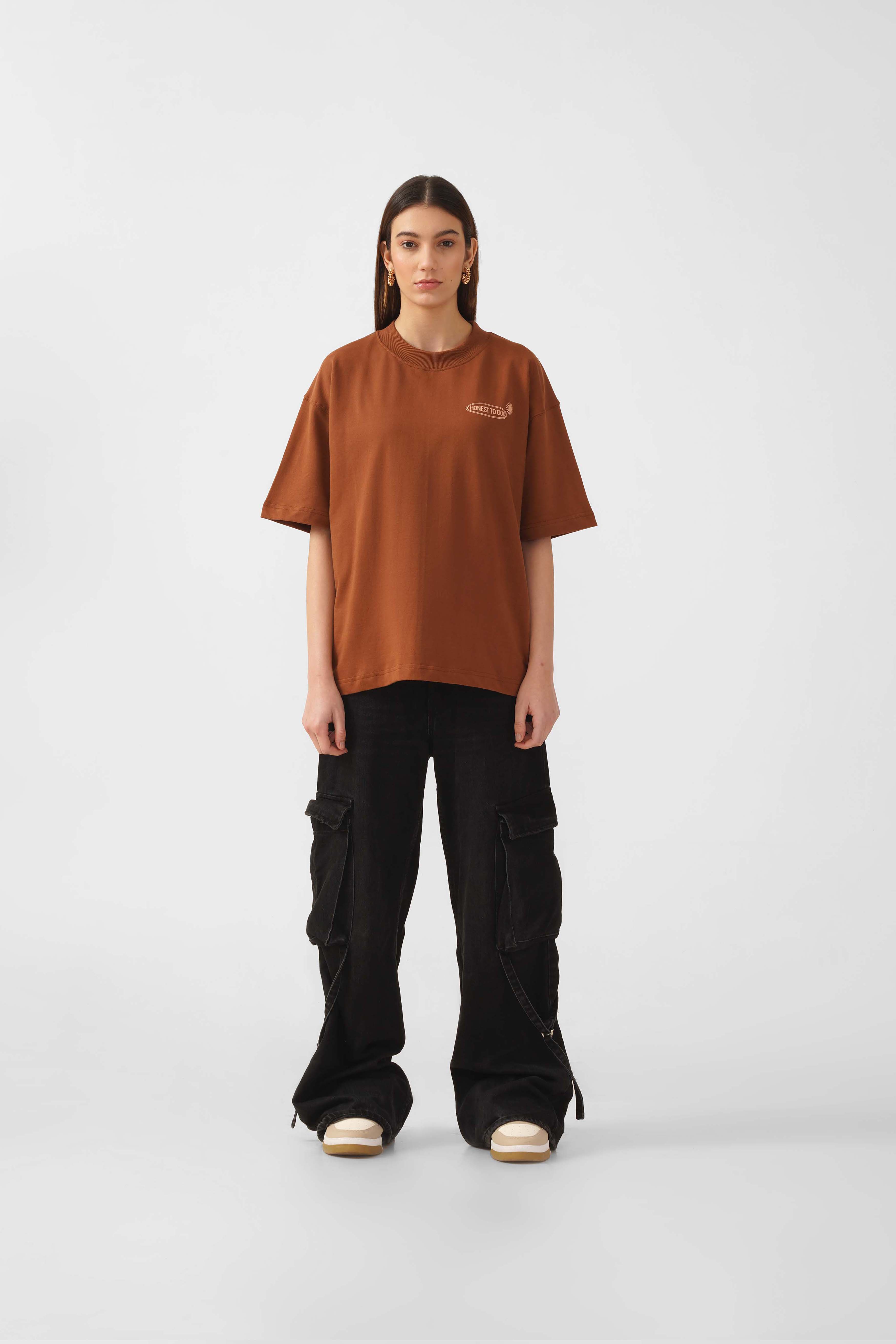 CINNAMON BROWN BOX FIT T-SHIRT