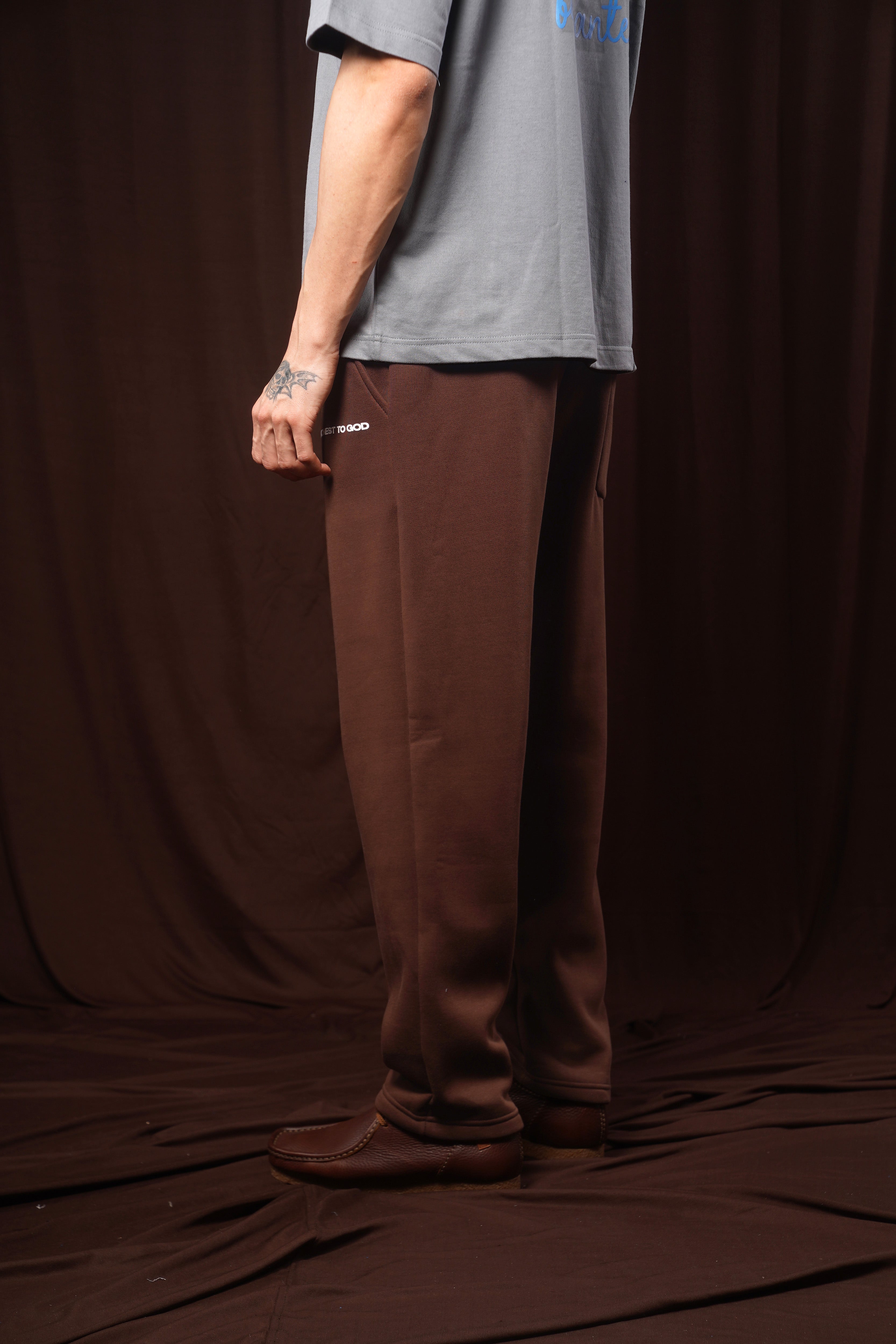 BISTRE BROWN STRAIGHT LEG SWEATPANT