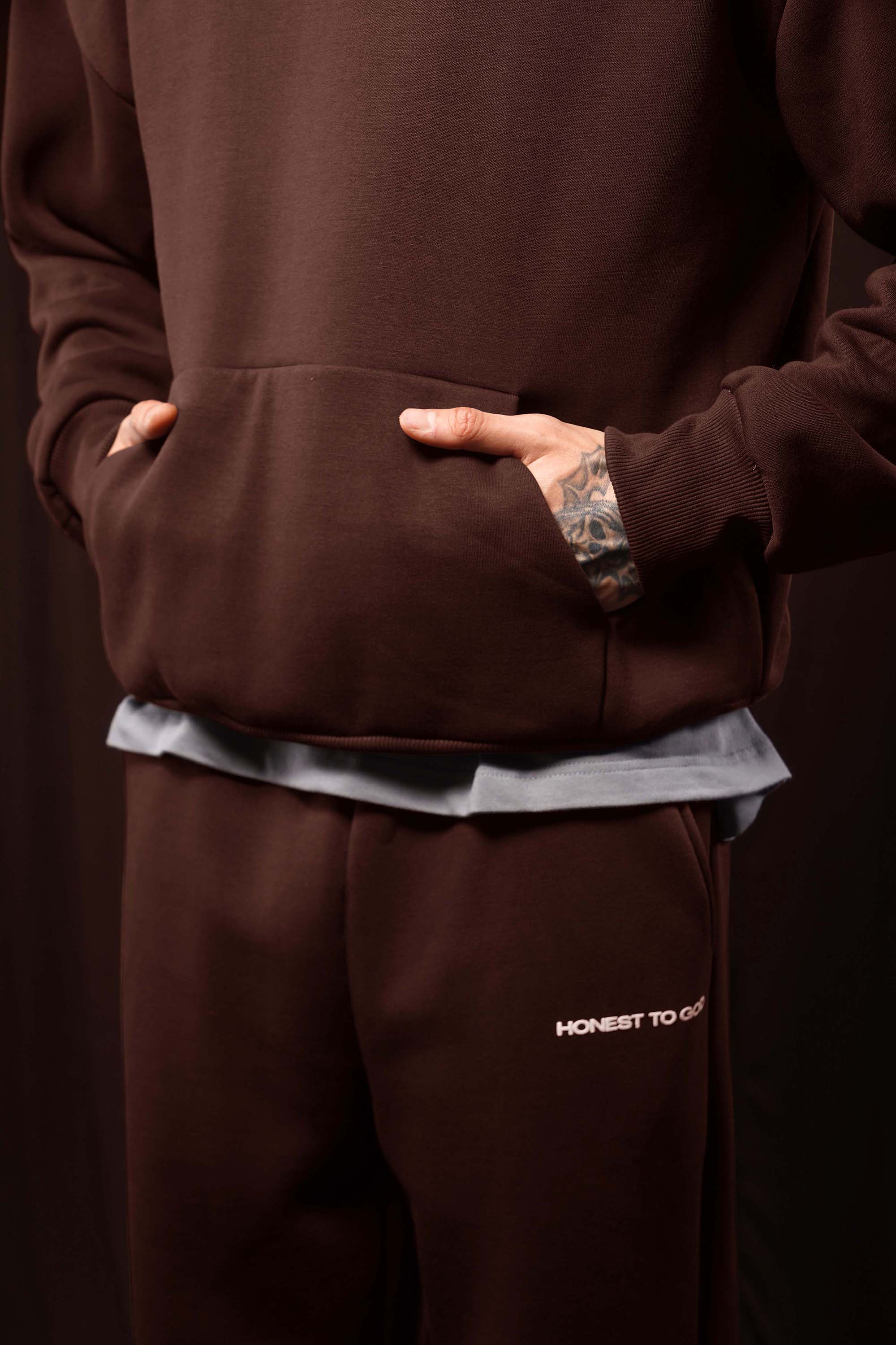 Bistre Brown Box Fit Hoodie