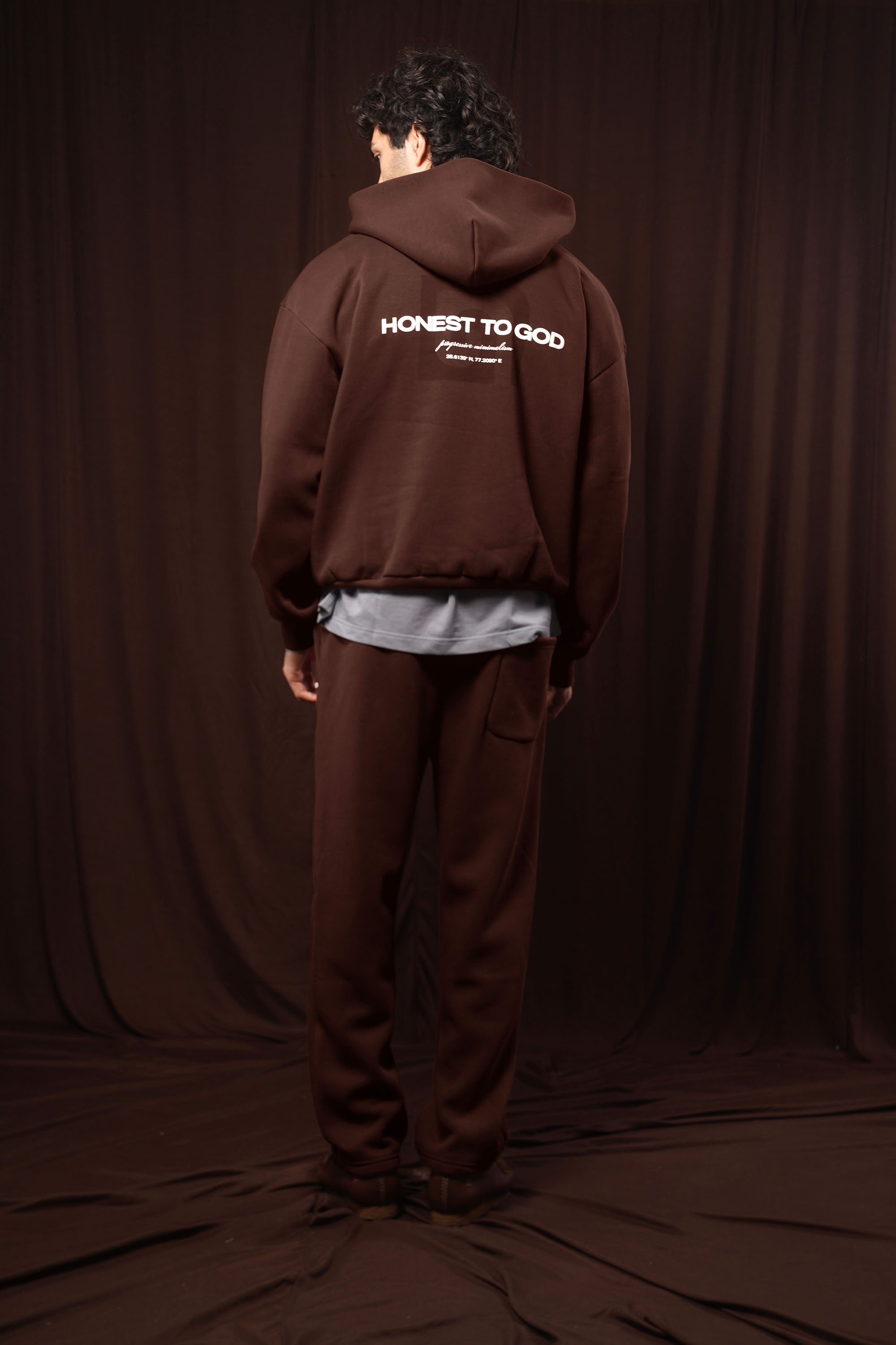 Bistre Brown Box Fit Hoodie