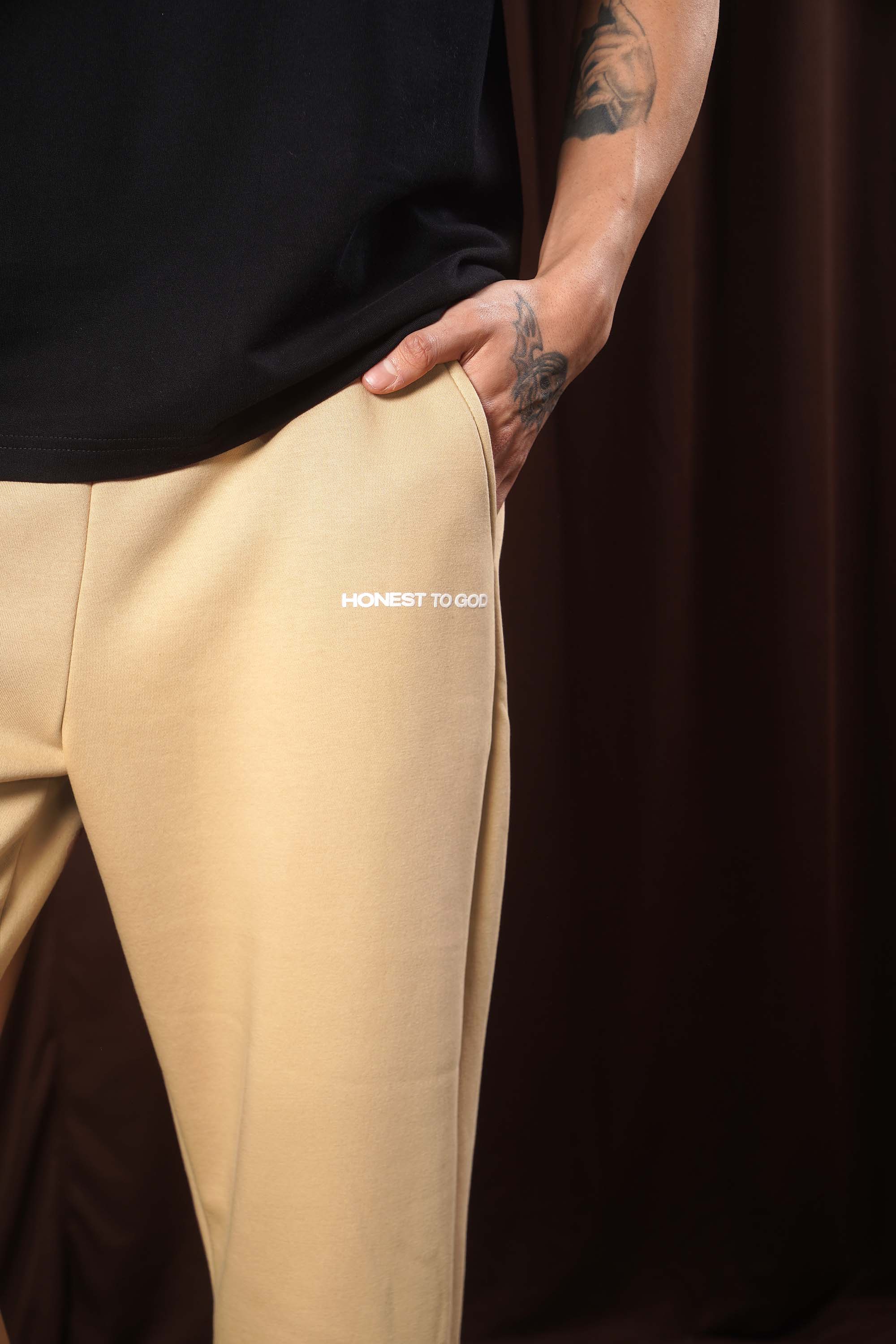 Khaki Cream Straight Leg Sweatpant