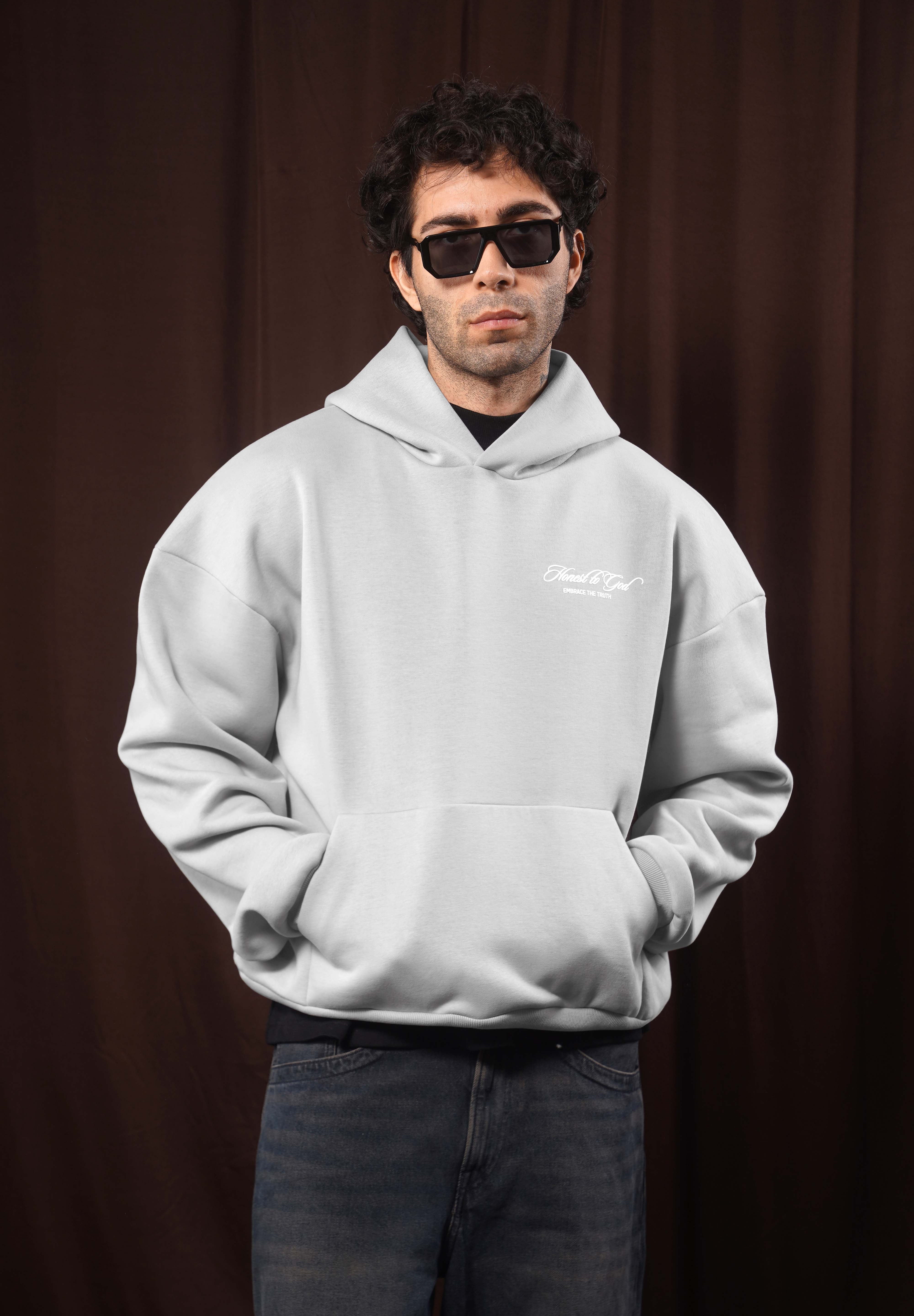 LIGHT GRAY BOX FIT HOODIE