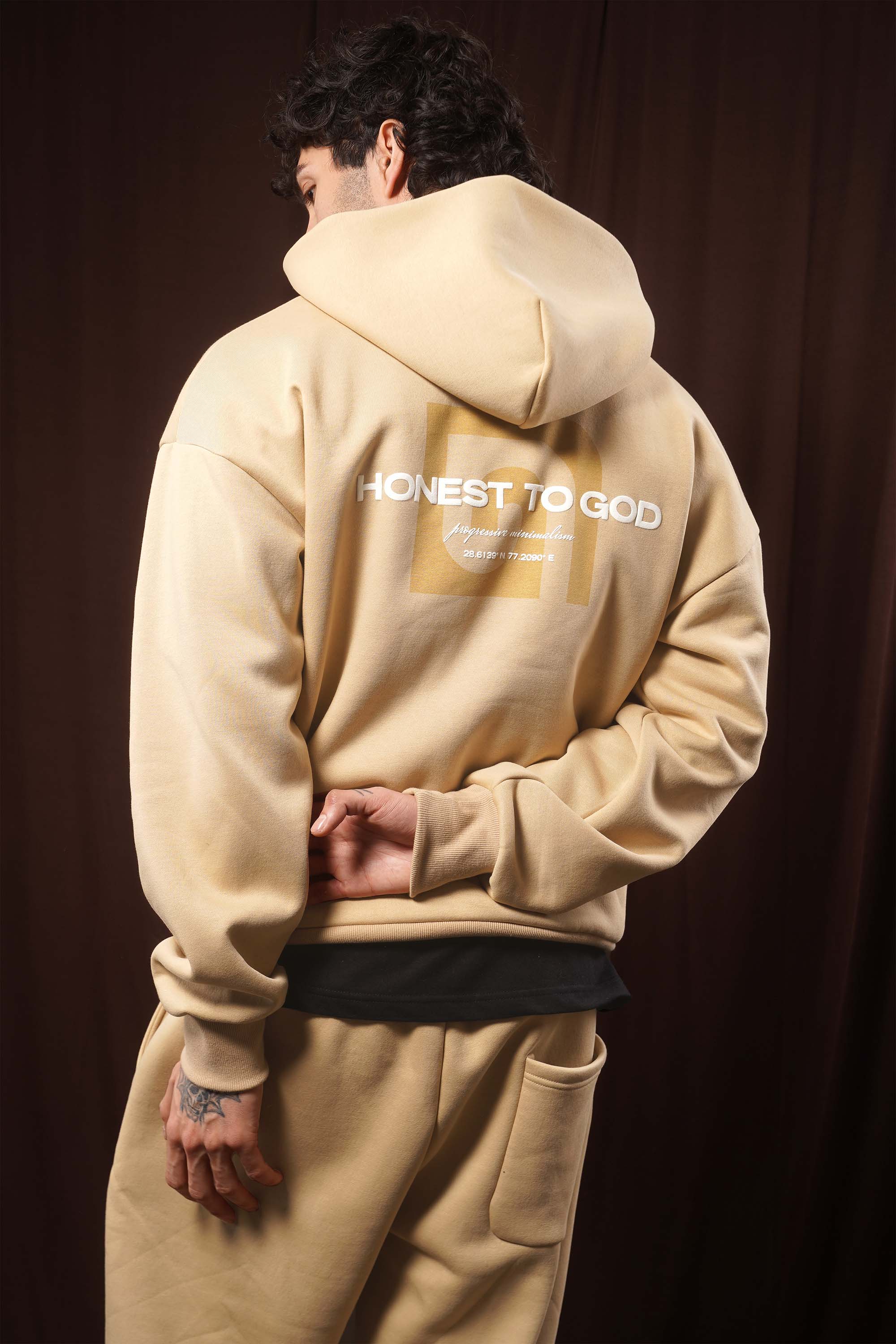 Khaki Cream Box Fit Hoodie