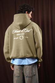 DARK TAN BOX FIT HOODIE