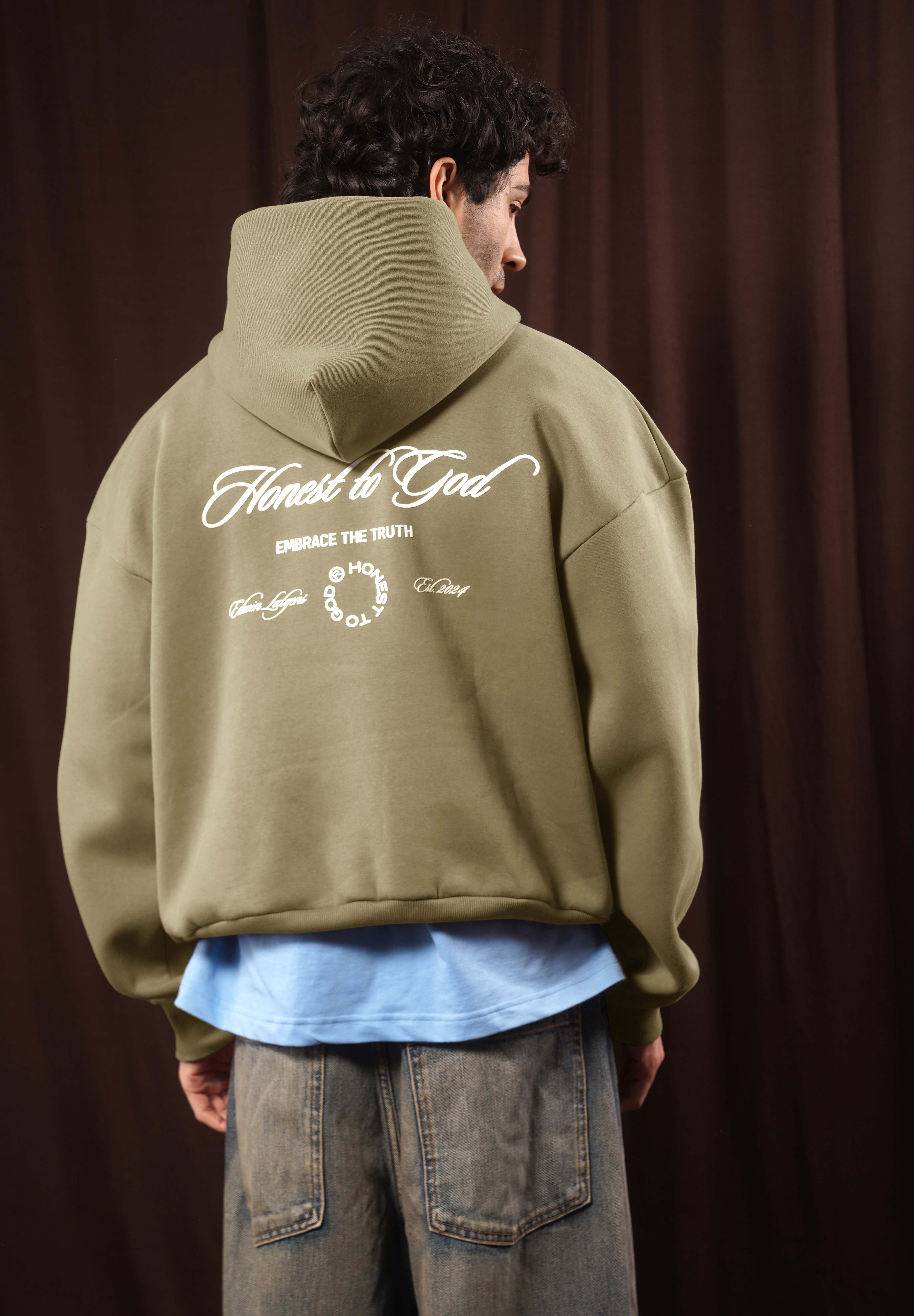 DARK TAN BOX FIT HOODIE