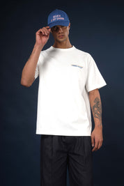 Off White Regular Fit Bound Crew Neck Tee