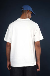 Off White Regular Fit Bound Crew Neck Tee