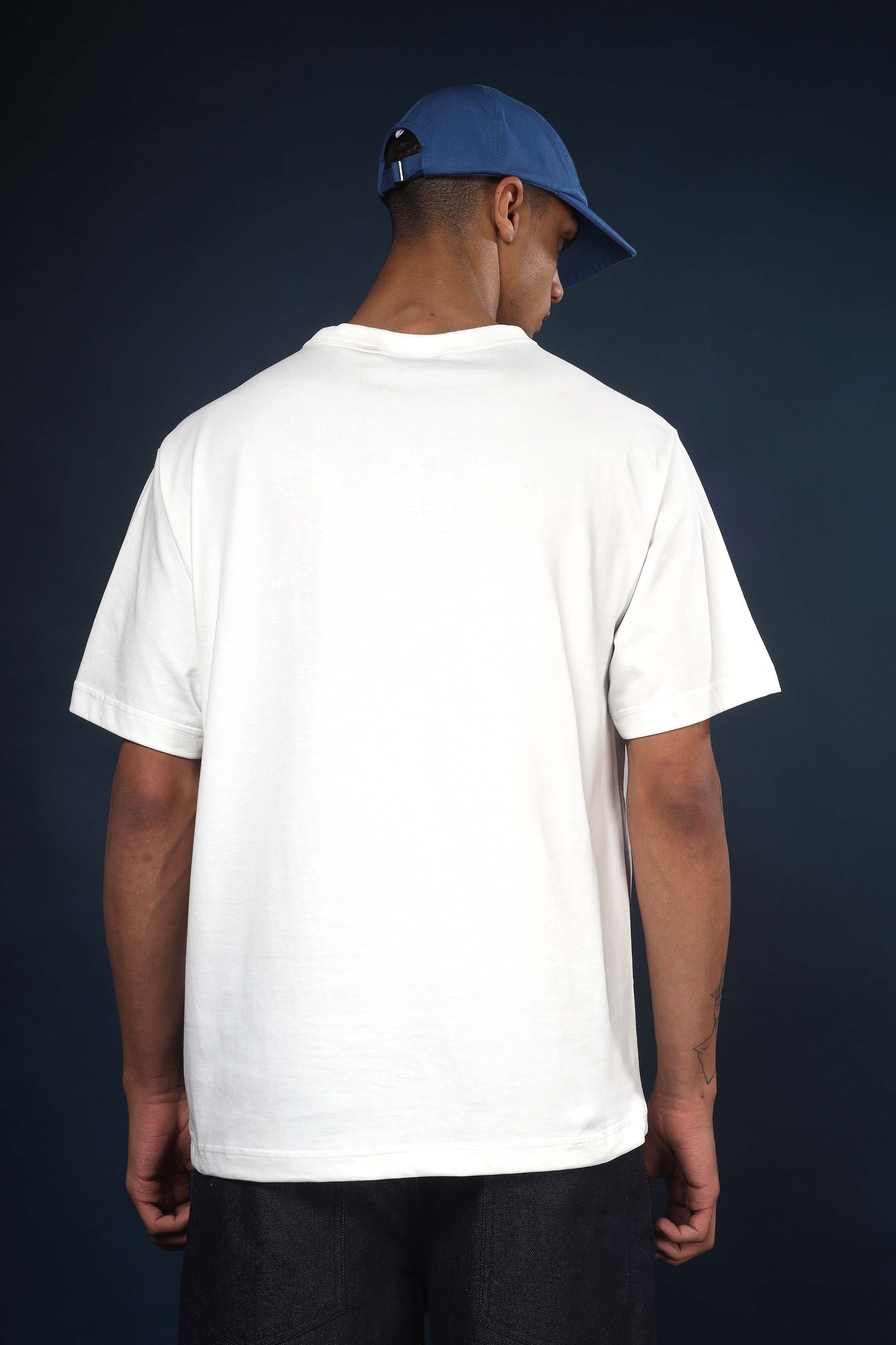 Off White Regular Fit Bound Crew Neck Tee
