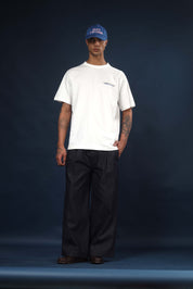 Off White Regular Fit Bound Crew Neck Tee