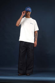 Off White Regular Fit Bound Crew Neck Tee