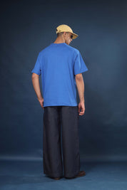 Cobalt Blue Regular Fit Bound Crew Neck Tee