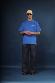 Cobalt Blue Regular Fit Bound Crew Neck Tee