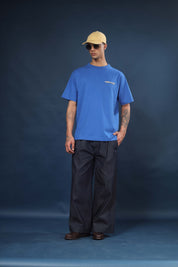 Cobalt Blue Regular Fit Bound Crew Neck Tee