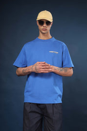 Cobalt Blue Regular Fit Bound Crew Neck Tee