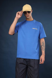 Cobalt Blue Regular Fit Bound Crew Neck Tee