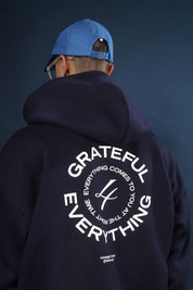 Close-up texture of 420 GSM ultra-heavyweight cotton fleece fabric in Navy Blue.