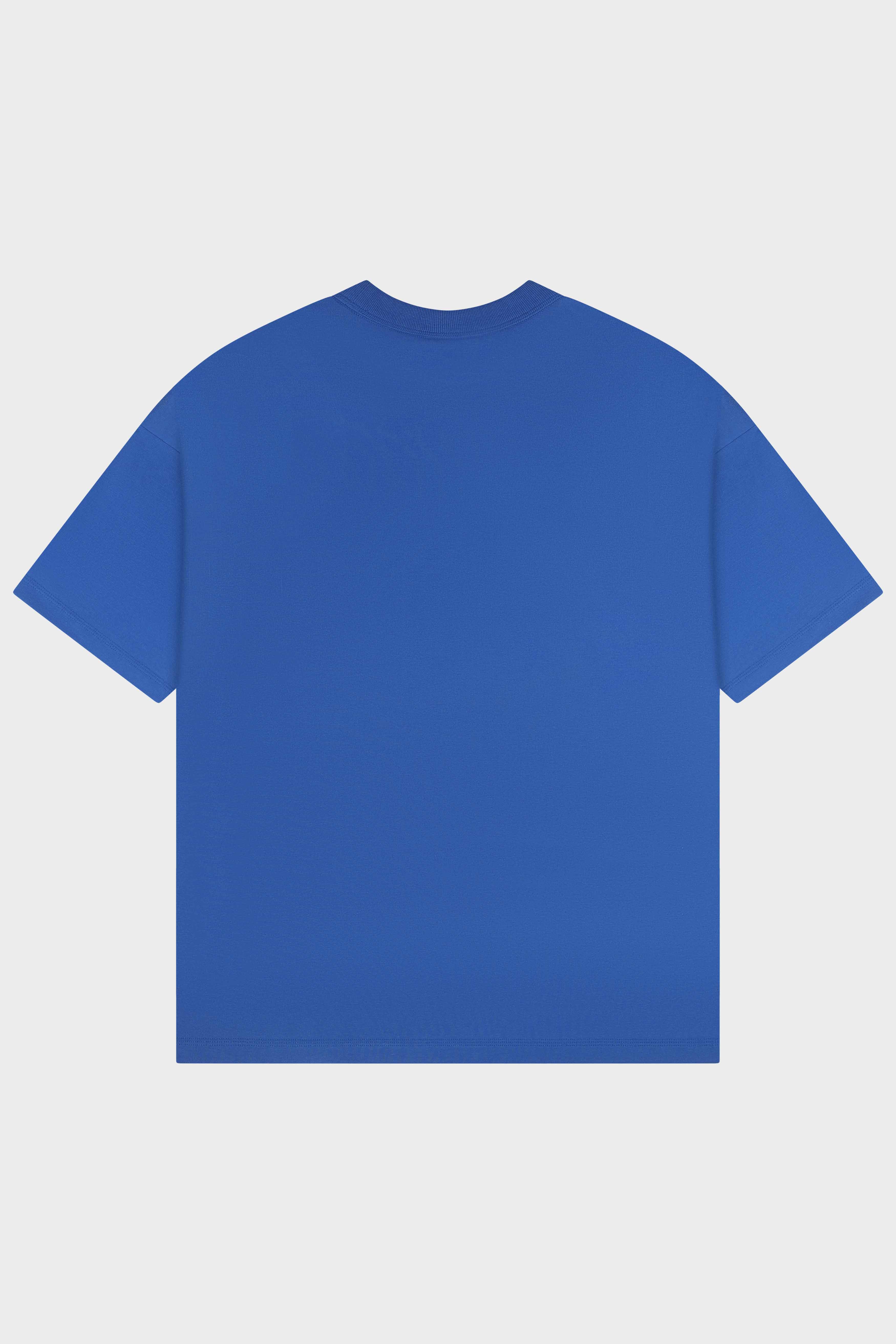 Cobalt Blue Regular Fit Bound Crew Neck Tee