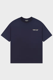 Navy Blue Regular Fit Bound Crew Neck Tee