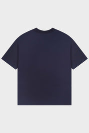 Navy Blue Regular Fit Bound Crew Neck Tee