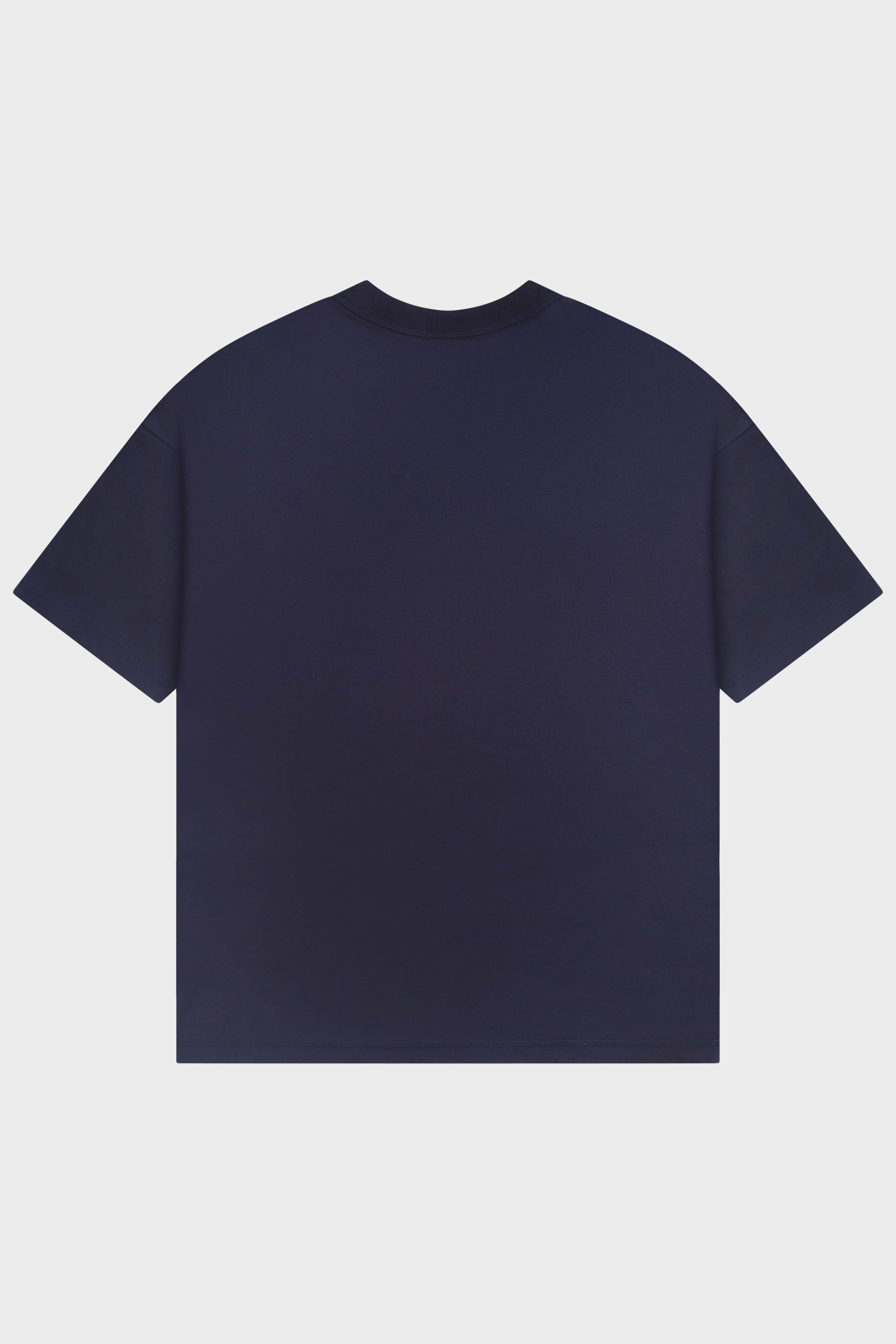 Navy Blue Regular Fit Bound Crew Neck Tee