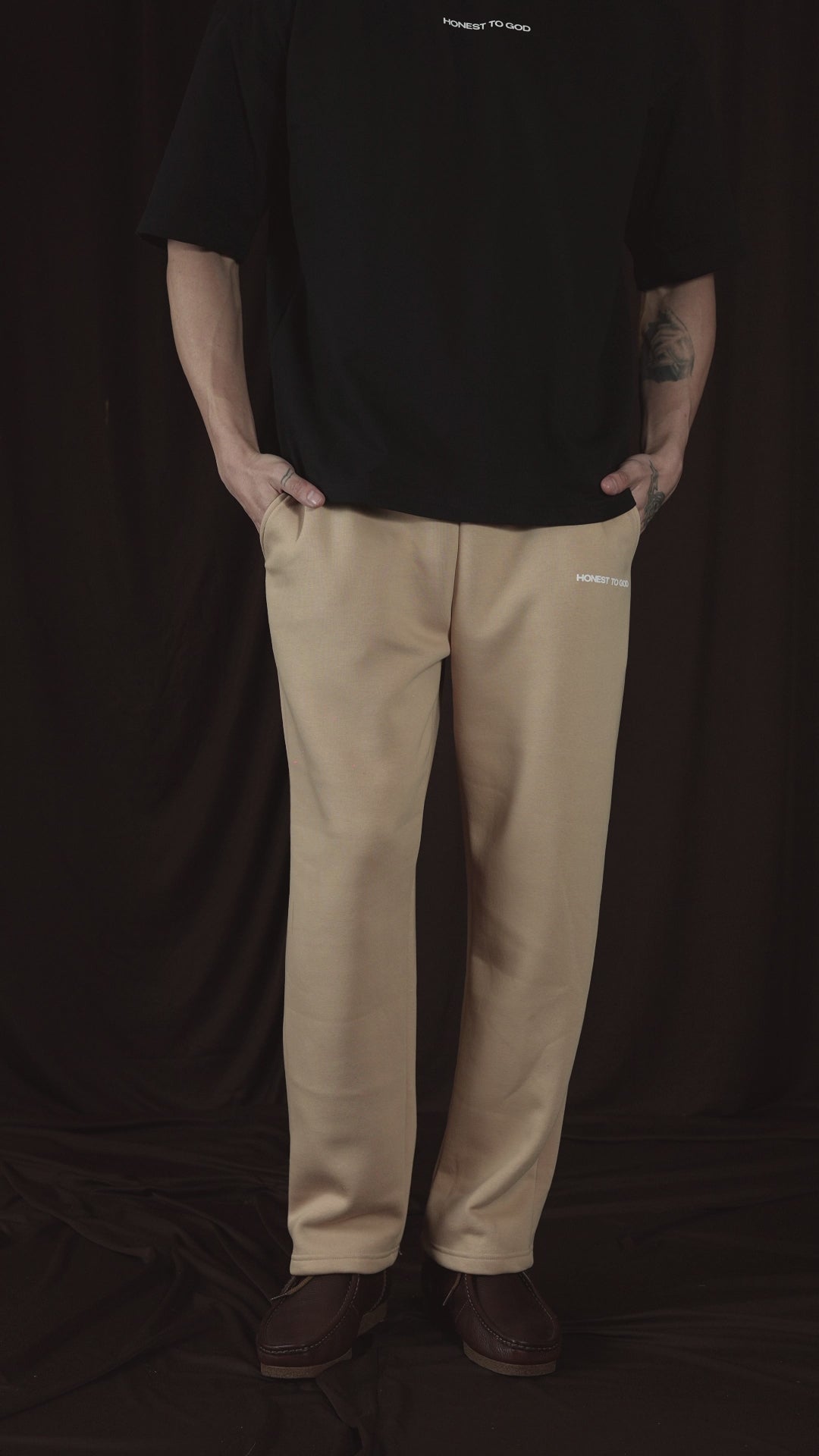 KHAKI CREAM STRAIGHT LEG SWEATPANT