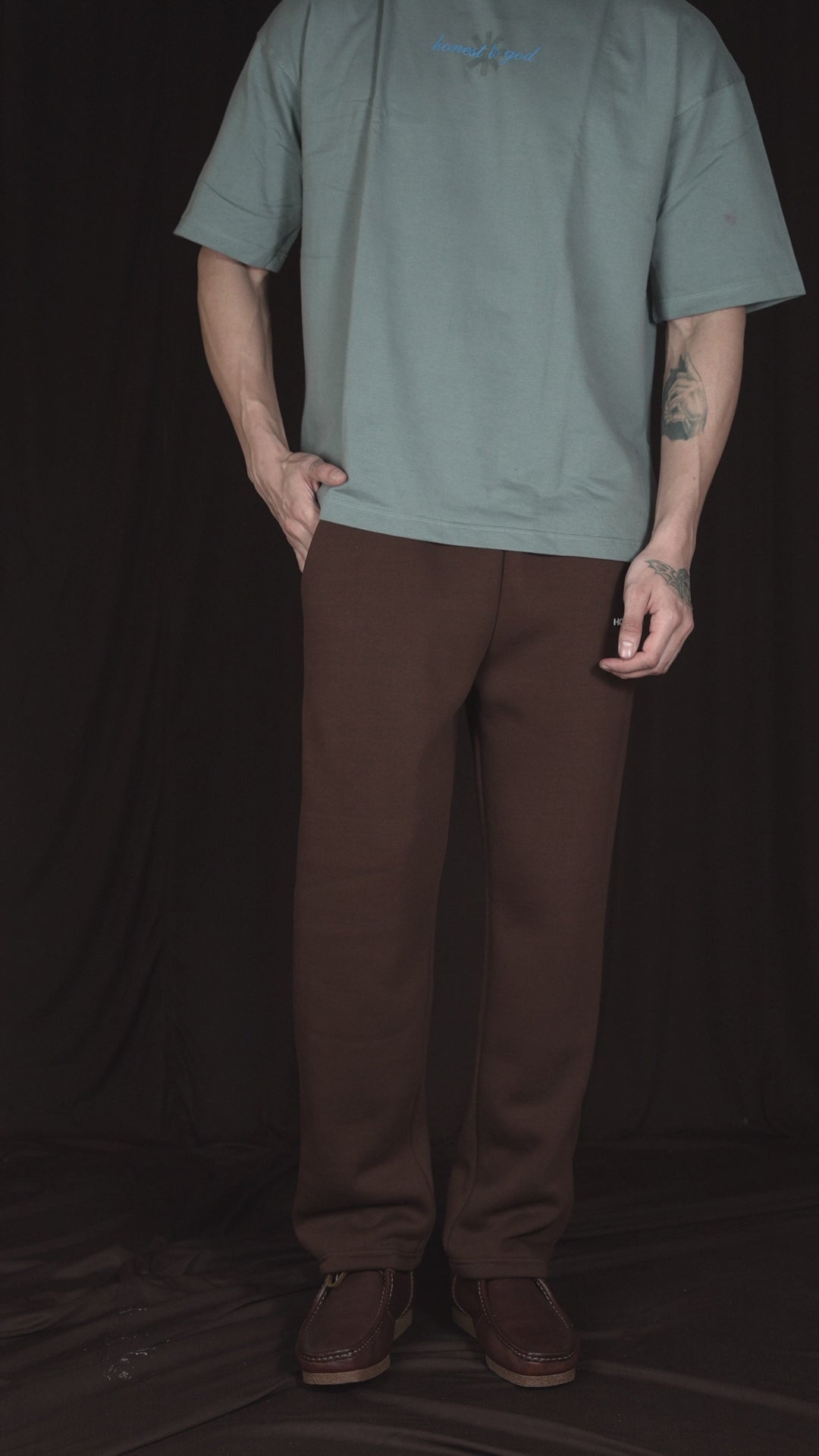 BISTRE BROWN STRAIGHT LEG SWEATPANT